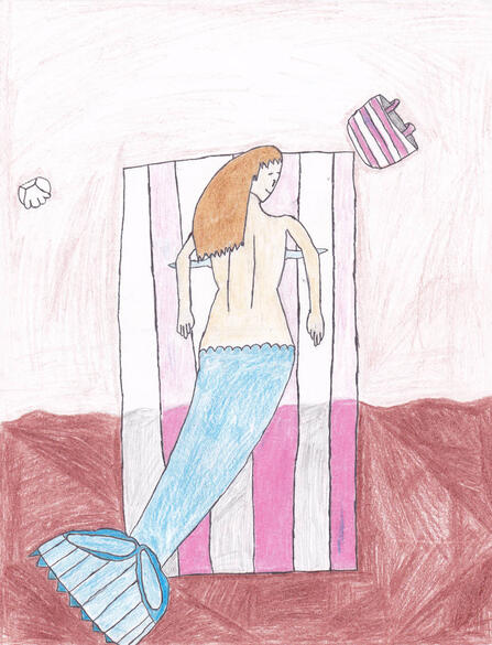 Jul. 25th, 2011 - First Artwork: Mermaid laying on her back on a beach.