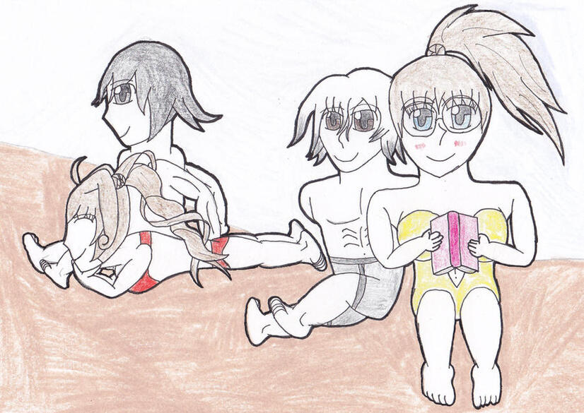 Apr. 20, 2012 - First Group Image: Misaki and Michiko (My OCs) with ??? and Nanashi (Roseprincess1's OCs)